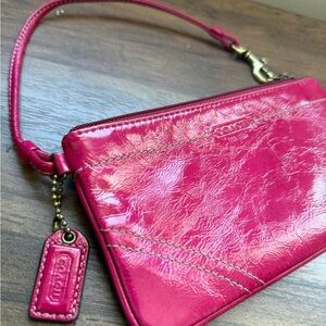 Coach Fuchsia Leather Wristlet